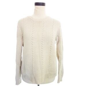 Madewell Cream Off White Crochet Knit Sweater Top Medium M Cotton Blend